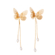 YLC-ES-2889 Gold Earrings French Style Butterfly Tassel Pearl Drop Earrings