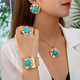 Geometric Lace Ruched Stud Earrings Bracelet Ring Necklace Set