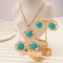 Geometric Lace Ruched Stud Earrings Bracelet Ring Necklace Set