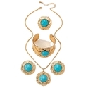 Geometric Lace Ruched Stud Earrings Bracelet Ring Necklace Set