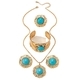 Geometric Lace Ruched Stud Earrings Bracelet Ring Necklace Set