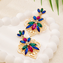 Retro Multicolor Hollow Diamond-Studded Earrings Palace Style
