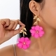 Inlaid Flower Earrings For Women Beach Vacation Wear