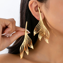 YLC-ES-2197 Gold Earrings Irregular Hollow Leaf Earrings For Women