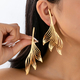 YLC-ES-2197 Gold Earrings Irregular Hollow Leaf Earrings For Women