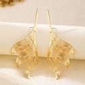 YLC-ES-2197 Gold Earrings Irregular Hollow Leaf Earrings For Women