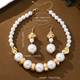 Baroque Style Faux Pearl Necklace And Earring Set