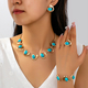 YLC-TZ-2259 Gold Set Vintage Inlaid Blue Turquoise Spiral Jewelry Set For Women