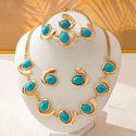 YLC-TZ-2259 Gold Set Vintage Inlaid Blue Turquoise Spiral Jewelry Set For Women