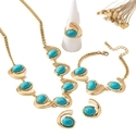 YLC-TZ-2259 Gold Set Vintage Inlaid Blue Turquoise Spiral Jewelry Set For Women