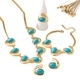 YLC-TZ-2259 Gold Set Vintage Inlaid Blue Turquoise Spiral Jewelry Set For Women