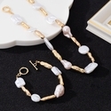 YLC-TZ-2672 Gold Set Irregular Pearl Beaded Necklace Bracelet Set For Women