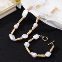 YLC-TZ-2672 Gold Set Irregular Pearl Beaded Necklace Bracelet Set For Women