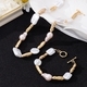 YLC-TZ-2672 Gold Set Irregular Pearl Beaded Necklace Bracelet Set For Women