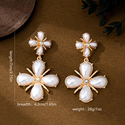 YLC-ES-2363 White Earrings Vintage Palace Style Faux Pearl Flower Earrings For Women