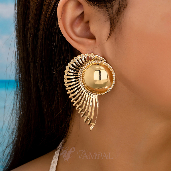 YLC-ES-1830 Gold Earrings Irregular Hollow Circular Spliced Stud Earrings For Women