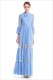 Vintage Maxikleid aus Spitze und Chiffon mit 3/4-Glockenärmeln und Verzierungen