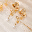 YLC-ES-1926 Gold Earrings 3D Flower Tassel Earrings For Women Party Banquet Wear