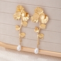 YLC-ES-1926 Gold Earrings 3D Flower Tassel Earrings For Women Party Banquet Wear