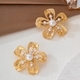 YLC-ES-2347 Gold Earrings Vintage Faux Pearl Flower Stud Earrings For Women