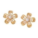 YLC-ES-2347 Gold Earrings Vintage Faux Pearl Flower Stud Earrings For Women