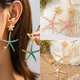 Starfish Drip Oil Pearl Pendant Earrings For Women