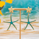 Starfish Drip Oil Pearl Pendant Earrings For Women