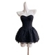 Besticktes Spitzen-Blumen-Korsett-Mini-Kleid mit 3D-Knospen