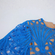 Blue French-Style Hollow-Out Lace Trim Long Dress