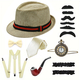 Vintage 1920S Party Ball Men's Set With Top Hat Pipe Pocket Watch Bow Tie