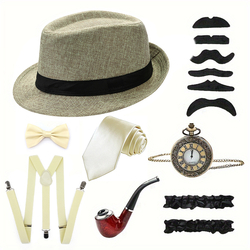 Khaki Round Top Hat 8-Piece Set (60Cm Head Circumference)