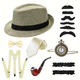 Vintage 1920S Party Ball Men's Set With Top Hat Pipe Pocket Watch Bow Tie