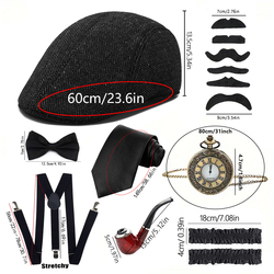 Black Flat Cap 8-Piece Set (60Cm Head Circumference)