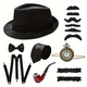 Vintage 1920S Party Ball Men's Set With Top Hat Pipe Pocket Watch Bow Tie