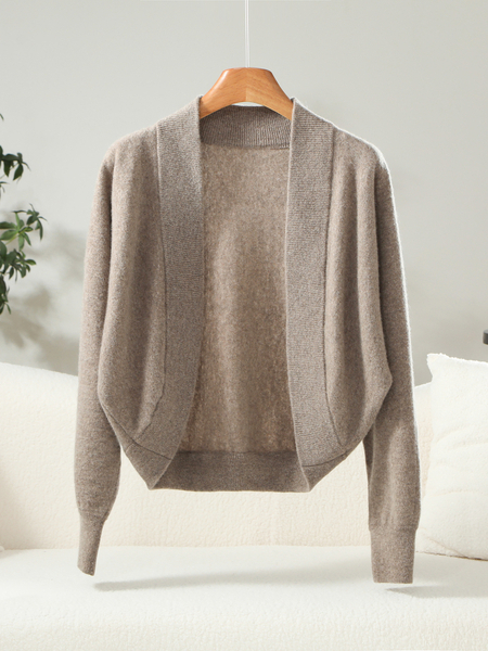 Minimalistischer einfarbiger Wollschal-Mantel Damen lockerer Fledermausärmel-Cardigan