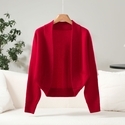 Minimalistischer einfarbiger Wollschal-Mantel Damen lockerer Fledermausärmel-Cardigan