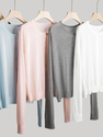 Lyocell Worsted Thin Crew Neck Knit Cardigan