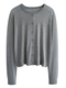 Lyocell Worsted Thin Crew Neck Knit Cardigan