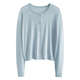 Lyocell Worsted Thin Crew Neck Knit Cardigan