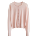 Lyocell Worsted Thin Crew Neck Knit Cardigan