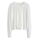 Lyocell Worsted Thin Crew Neck Knit Cardigan