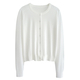 Lyocell Worsted Thin Crew Neck Knit Cardigan