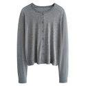 Lyocell Worsted Thin Crew Neck Knit Cardigan