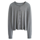 Lyocell Worsted Thin Crew Neck Knit Cardigan