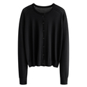 Lyocell Worsted Thin Crew Neck Knit Cardigan