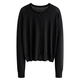 Lyocell Worsted Thin Crew Neck Knit Cardigan