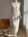 Ärmelloses Wollmischung-Strick-Tank-Kleid