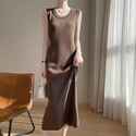 Ärmelloses Wollmischung-Strick-Tank-Kleid