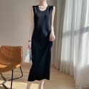 Ärmelloses Wollmischung-Strick-Tank-Kleid