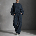 Lazy-Style-Laternenärmel-Top und Cargo-Wide-Leg-Hose Zweiteiler-Set